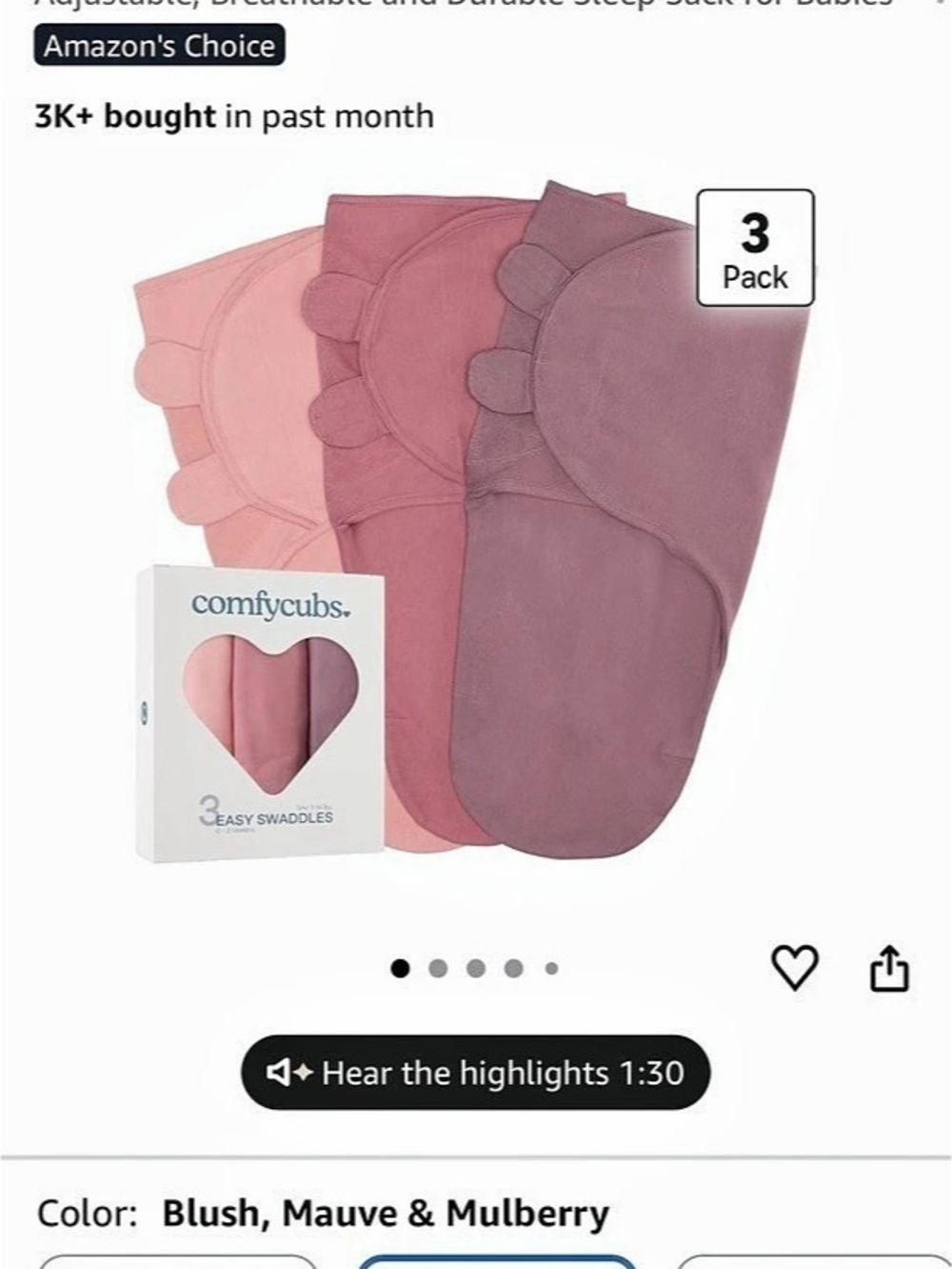 3-Pack of baby swaddles